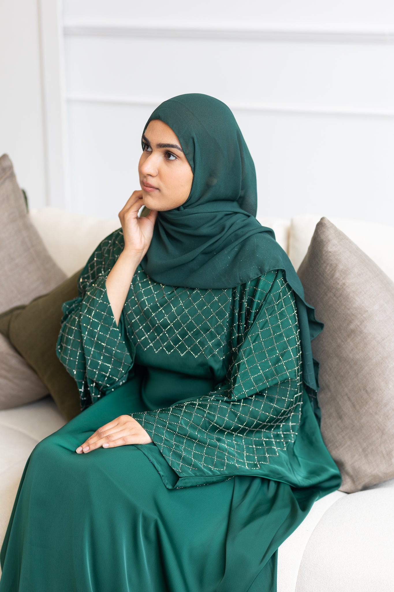 Sahara Kaftan Abaya - Emerald