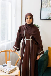 Layla Bow Abaya Set - Chocolate