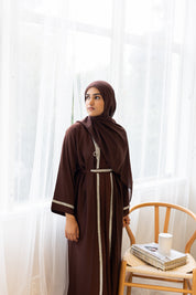 Layla Bow Abaya Set - Chocolate