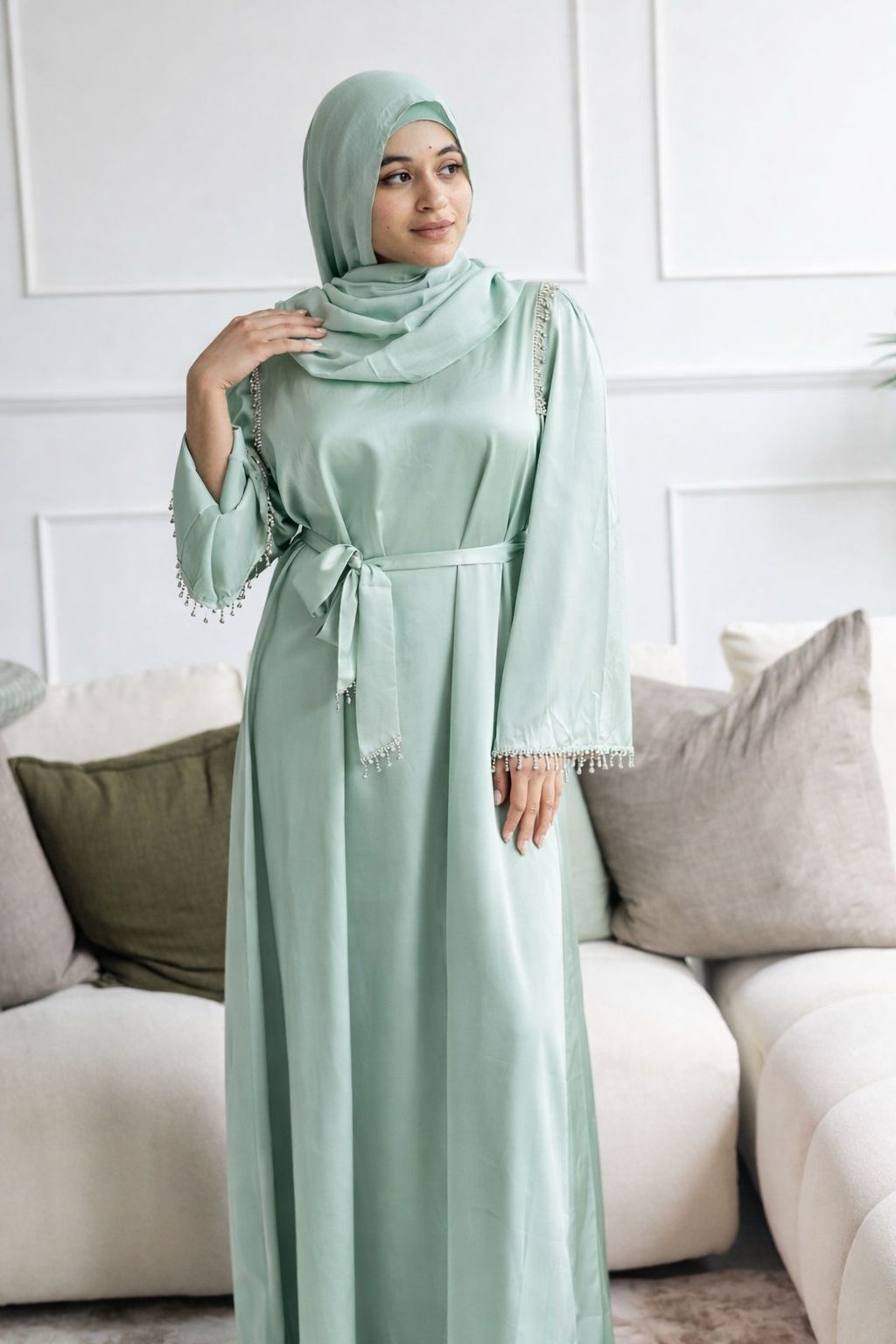 Layali Evening Dress - Sage