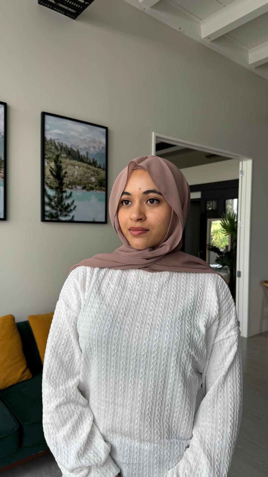 Instant Chiffon Hijab with Built-in Magnets + Cap - Beige
