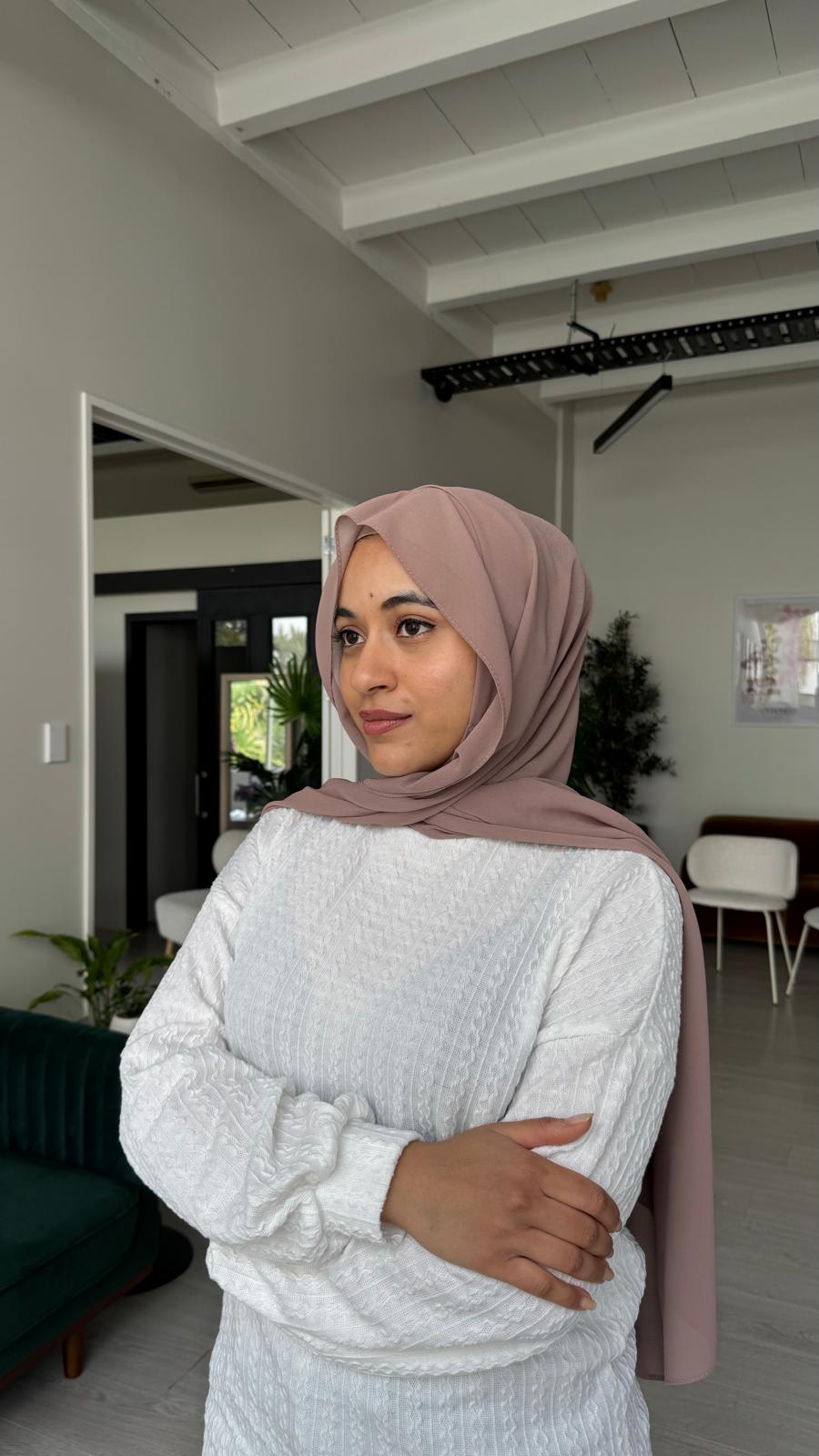 Instant Chiffon Hijab with Built-in Magnets + Cap - Beige