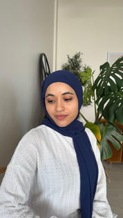 Instant Chiffon Hijab with Built-in Magnets + Cap - Navy