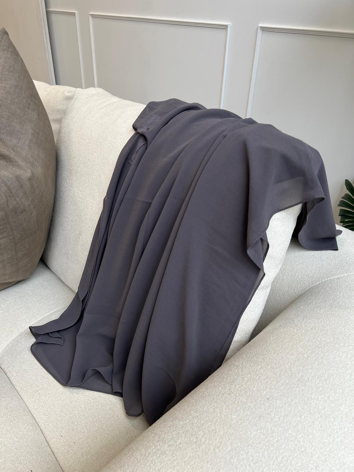Instant Chiffon Hijab with Built-in Magnets + Cap - Gray